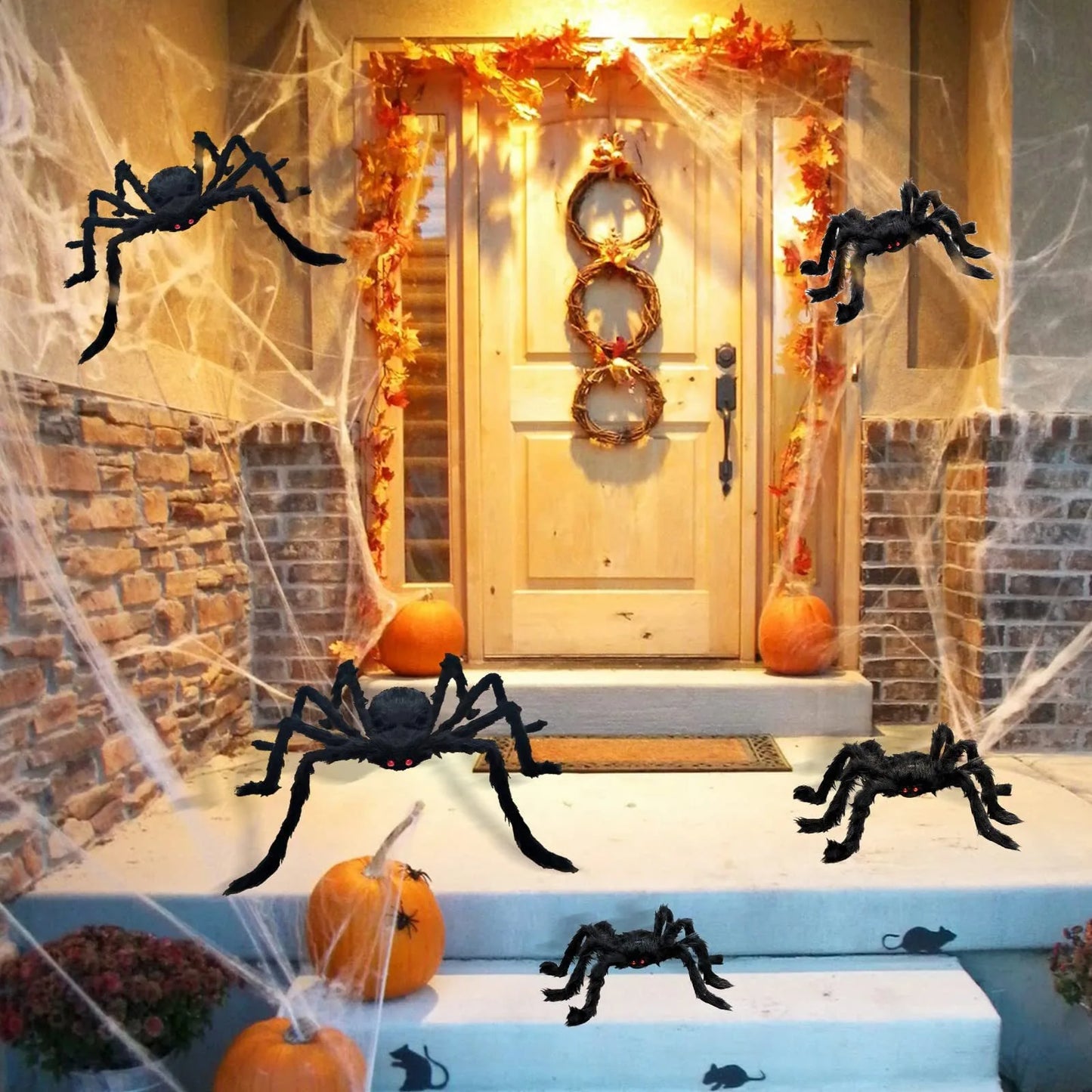 Halloween & Death Day 30cm Halloween Home Decor Yard Porch Ornaments Haunted House Realistic Artificial Spider Black Plush Halloween Giant Fake Spiders