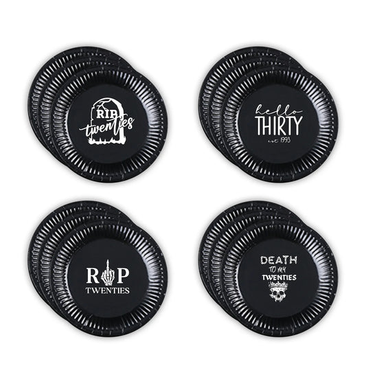 Birthday Party 2 Novelty Party Birthday Party Supplies for 16 Guests Black Ripped to My 20s Birthday Paper Plate