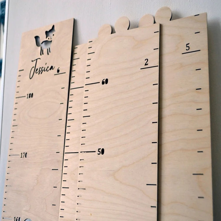 Birthday Party 2 Splicing Wooden Children's Growth Height Meter Ruler Children's Wall Decoration Wall Meter Measurement Sticker 1st Birthday Gift
