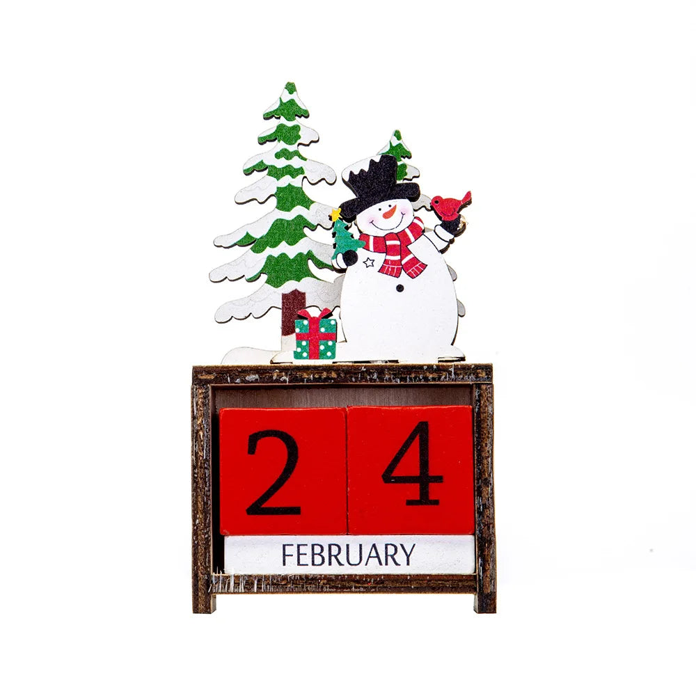 Wooden Crafts, Christmas Wooden Calendar Christmas Party Gift Supplies Reusable Calendar Christmas Decorations Holiday Home Desktop Calendar