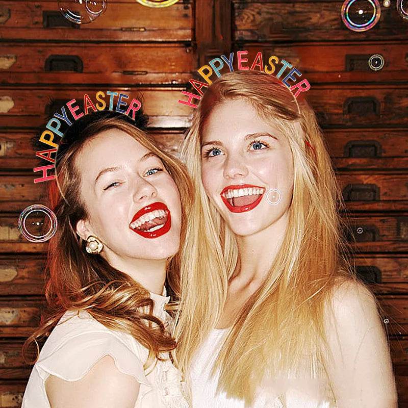 Easter and Thanksgiving 3 Headbands with Letters Crown Rainbow Happy Easter Headbands Party Headbands Photo Props Colored Enamel Decorative Headbands