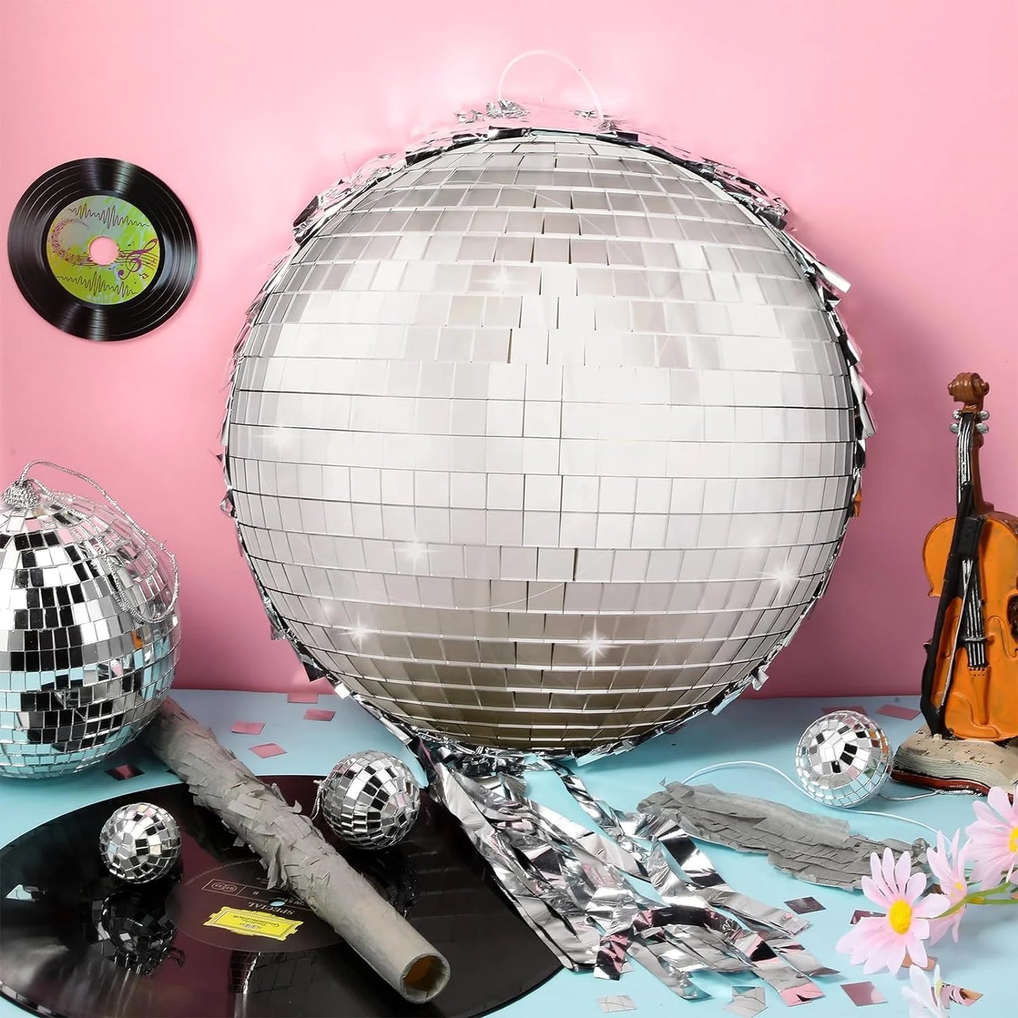 Festa de aniversário 2 Disco Party Piñata anos 80, 90 Patinação Pinata Espelho Bola de Discoteca Piñata Hip Hop Festa de Skate