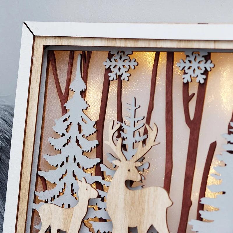 Christmas decorations creative elk picture frame shopping mall window Christmas wooden handicraft ornament