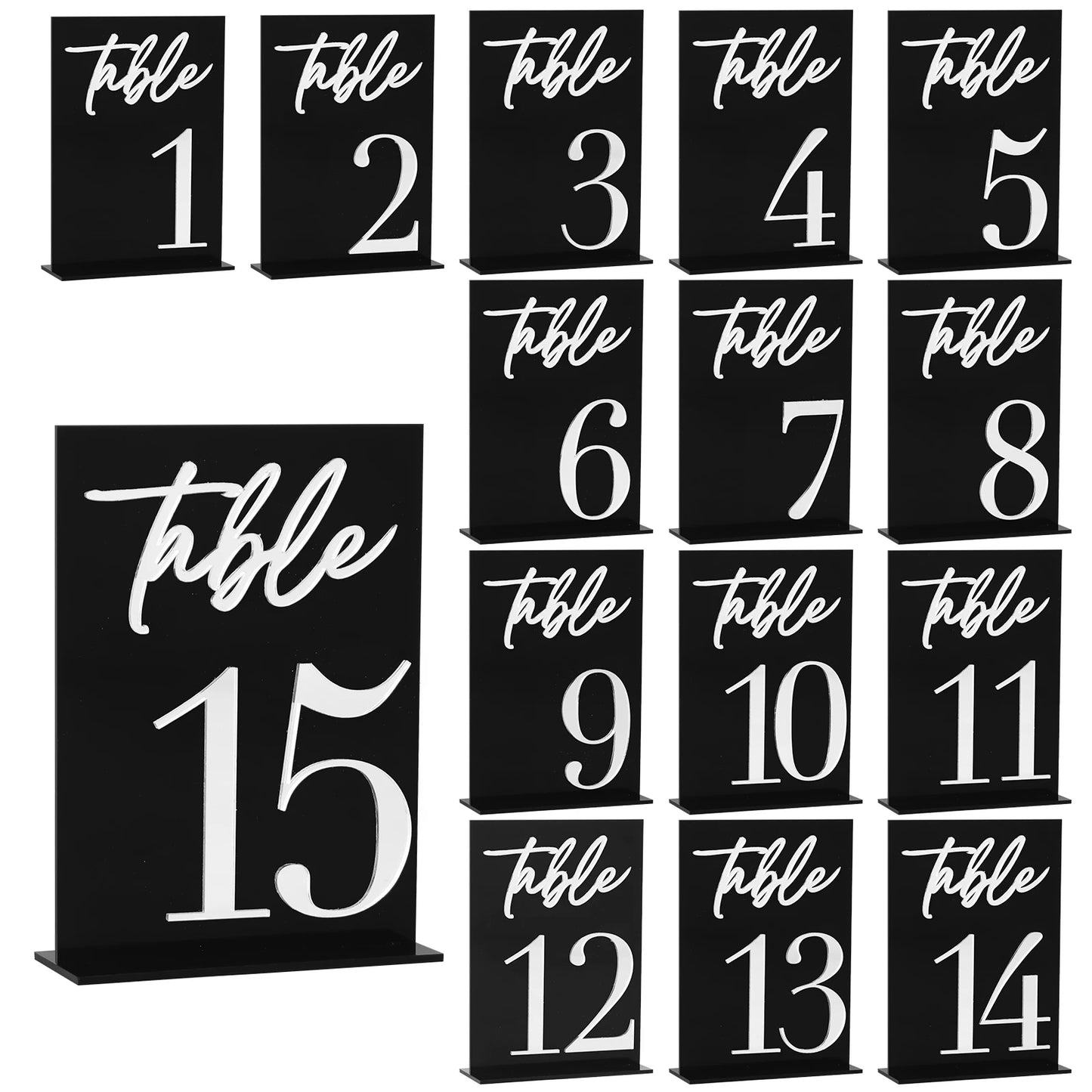 1 Wedding Party, Black Acrylic Backplane Silver Digital Table Digital Wedding Reception Party Decoration Wedding Acrylic Table Digital