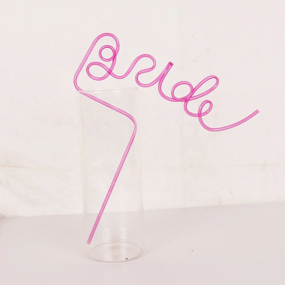 Bachelorette Party 1 Penis Swirl Chick Drink Straw Supply Ornaments Pamper Naughty Crazy Swirl Penis Straw Rose Gold Bride Straw