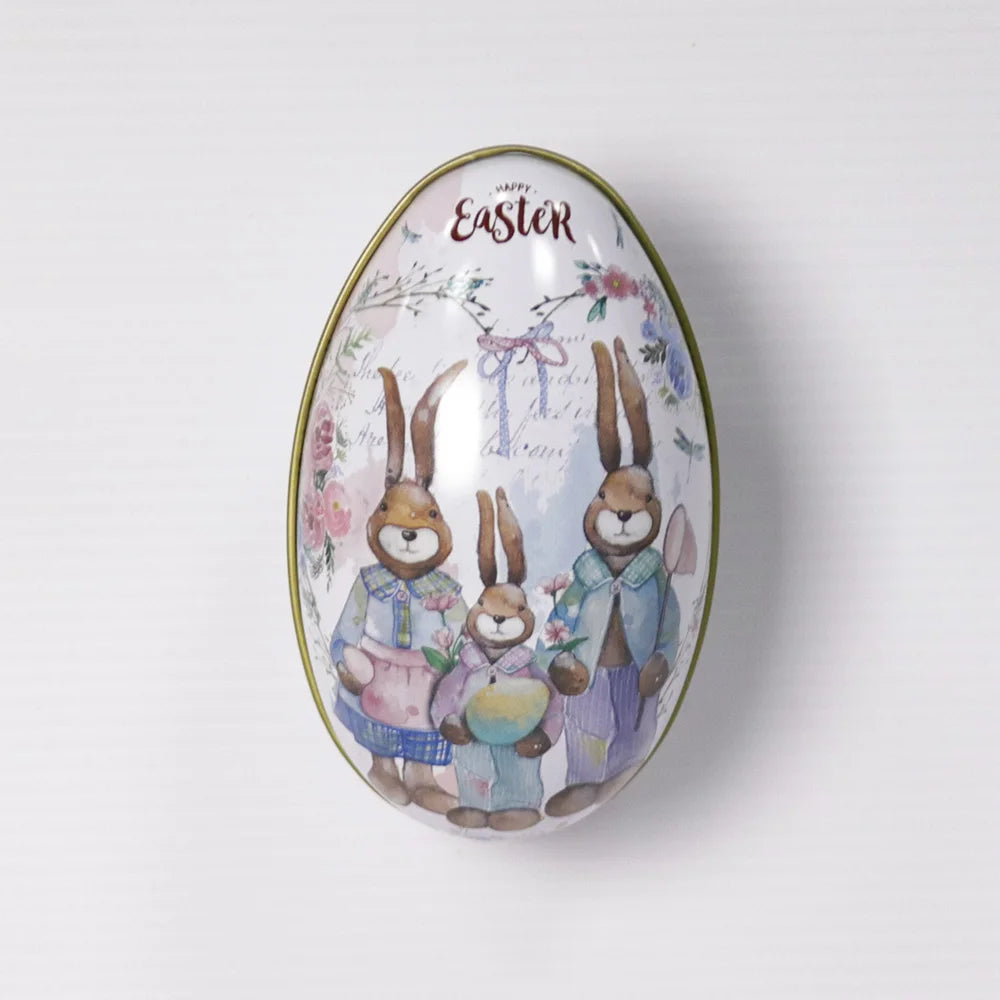 Easter and Thanksgiving 3 Easter Egg Modeling Candy Packaging Tin Box Cute Tin Rabbit Printing Alloy Metal Egg Modeling Tin Sugar Box