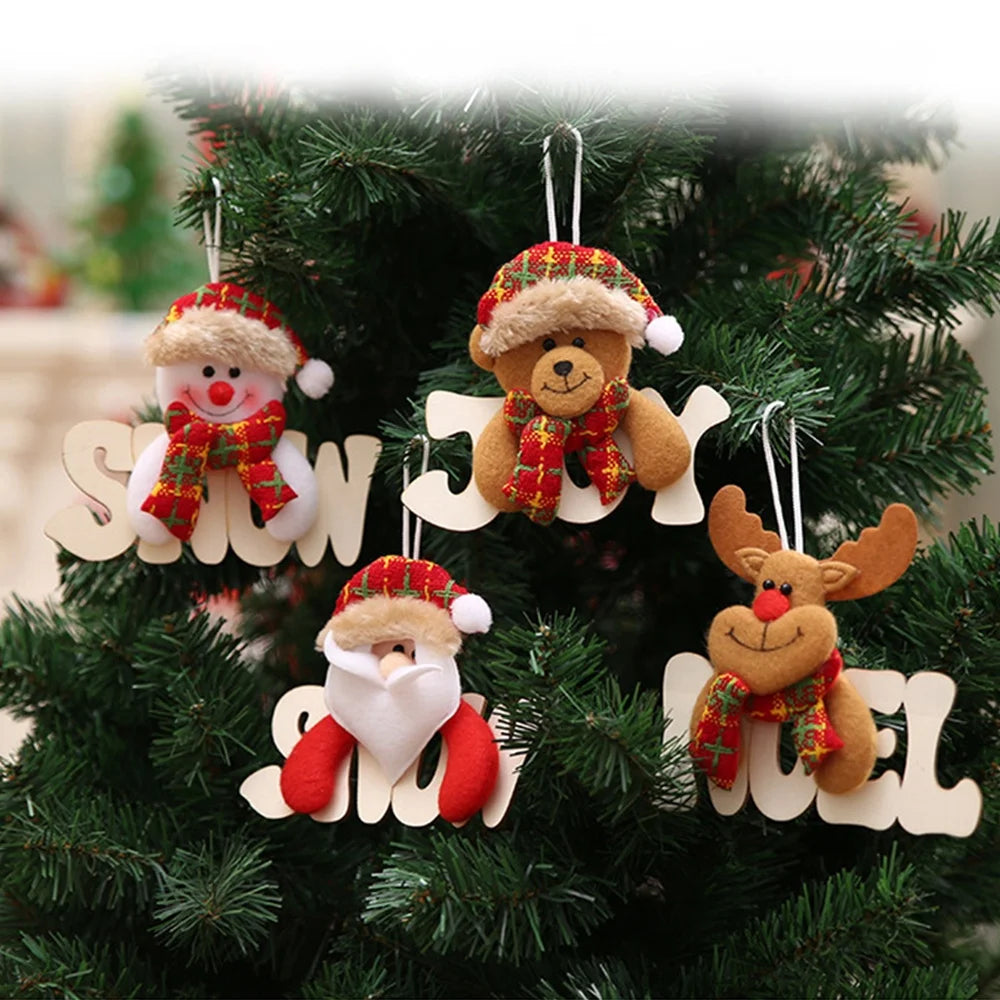 Christmas tree accessories doll dancing old man snowman deer bear fabric hanging gifts door wall hanging accessories