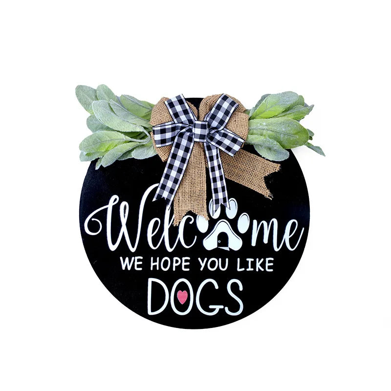 Pet Festival, Poplar Pet Door Sign American Country Welcome Sign Front Door Decoration Custom Home Decoration Wooden Sign