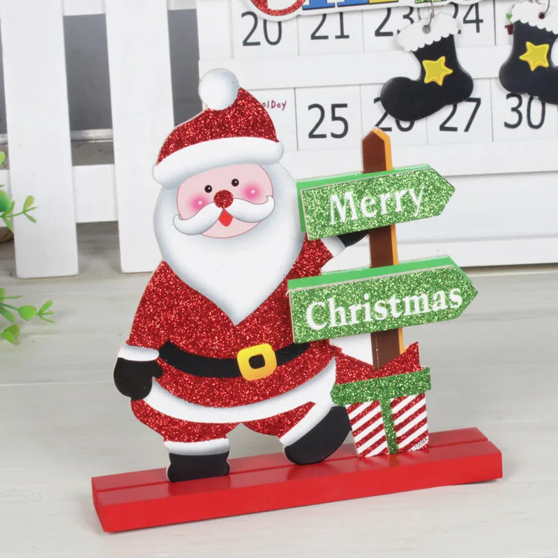 2020 New Christmas Ornaments Wooden Letter Ornament Santa Claus Tabletop Ornament