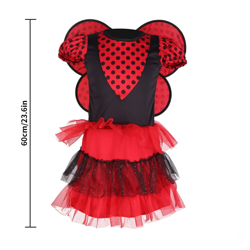 Halloween & Death Day 60cm Butterfly Bees Ladybug Costume Ballet Tutu Skirt Fairy Wing Skirt Headband Set for Kids Birthday Halloween Party Dress up