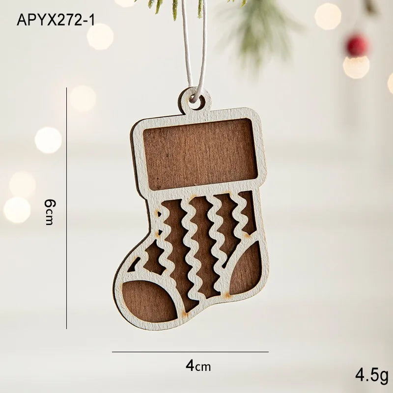 Custom Wooden Gift Labels Christmas Gadgets Candlestick Ornament Navidad Hanging Christmas Tree Wooden Pendant Decoration
