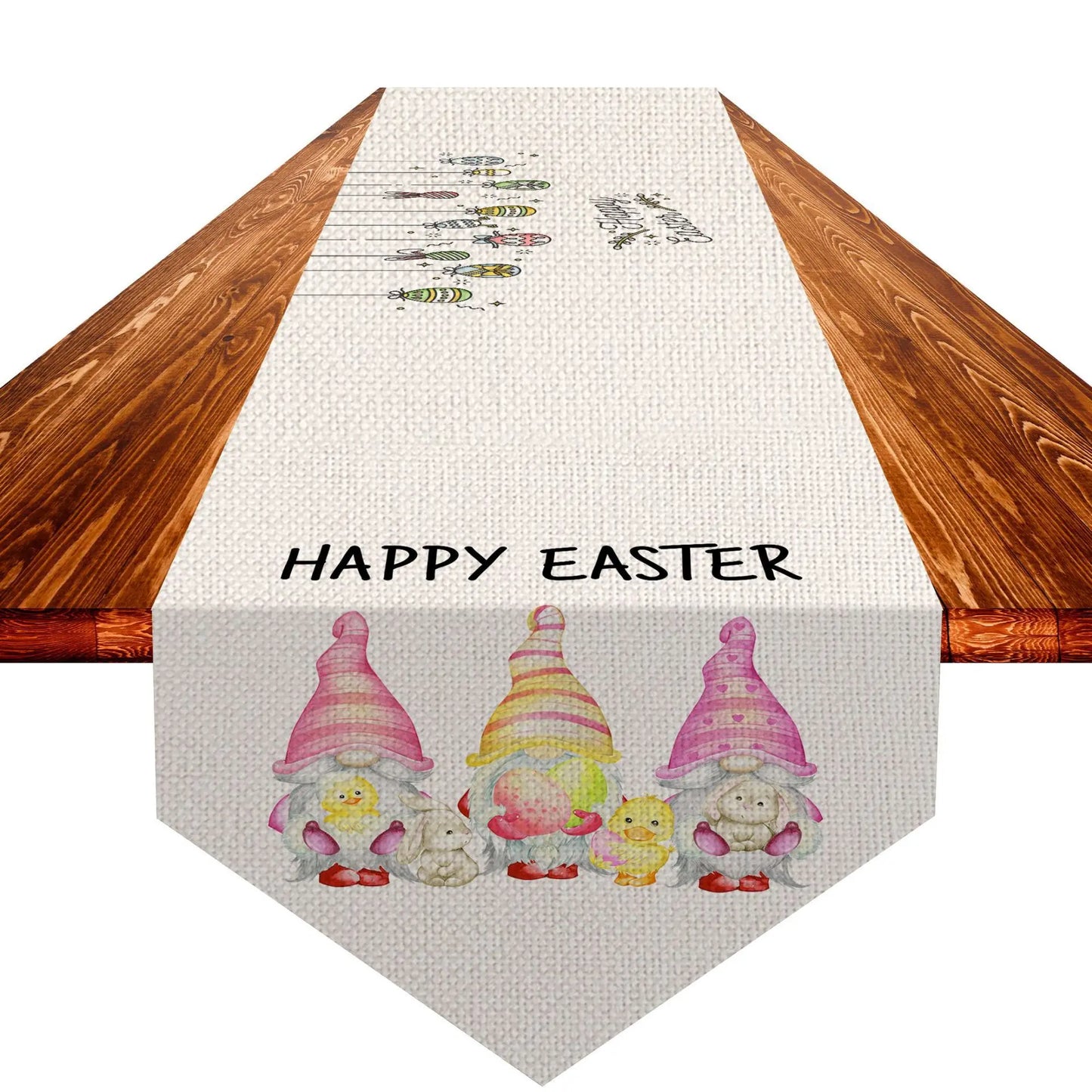 Easter and Thanksgiving 3 cute bunny cotton and linen long table runner dresser scarf burlap rectangular tablecloth decoration happy easter egg rabbit placemat