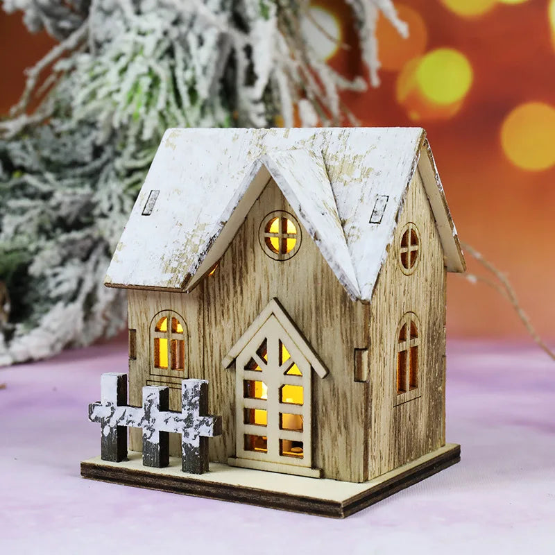Christmas Decorations Luminous Chalet Led Wooden Christmas Tabletop Decorations