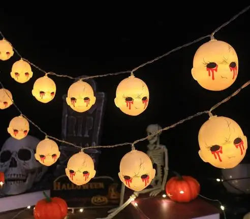 Halloween & Death Day 1.5m 10 Lights Custom Halloween Holiday Themed Party Bar Decoration Props Skull Ghost Halloween Horror Grimace Doll Light Emitting Diode Lights