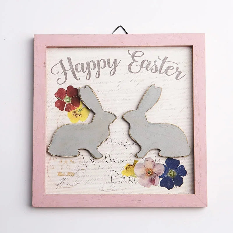 Easter and Thanksgiving 3 Wooden Hunting Rabbit Chicken Hanging Colored Rabbit Wooden Hanging Craft