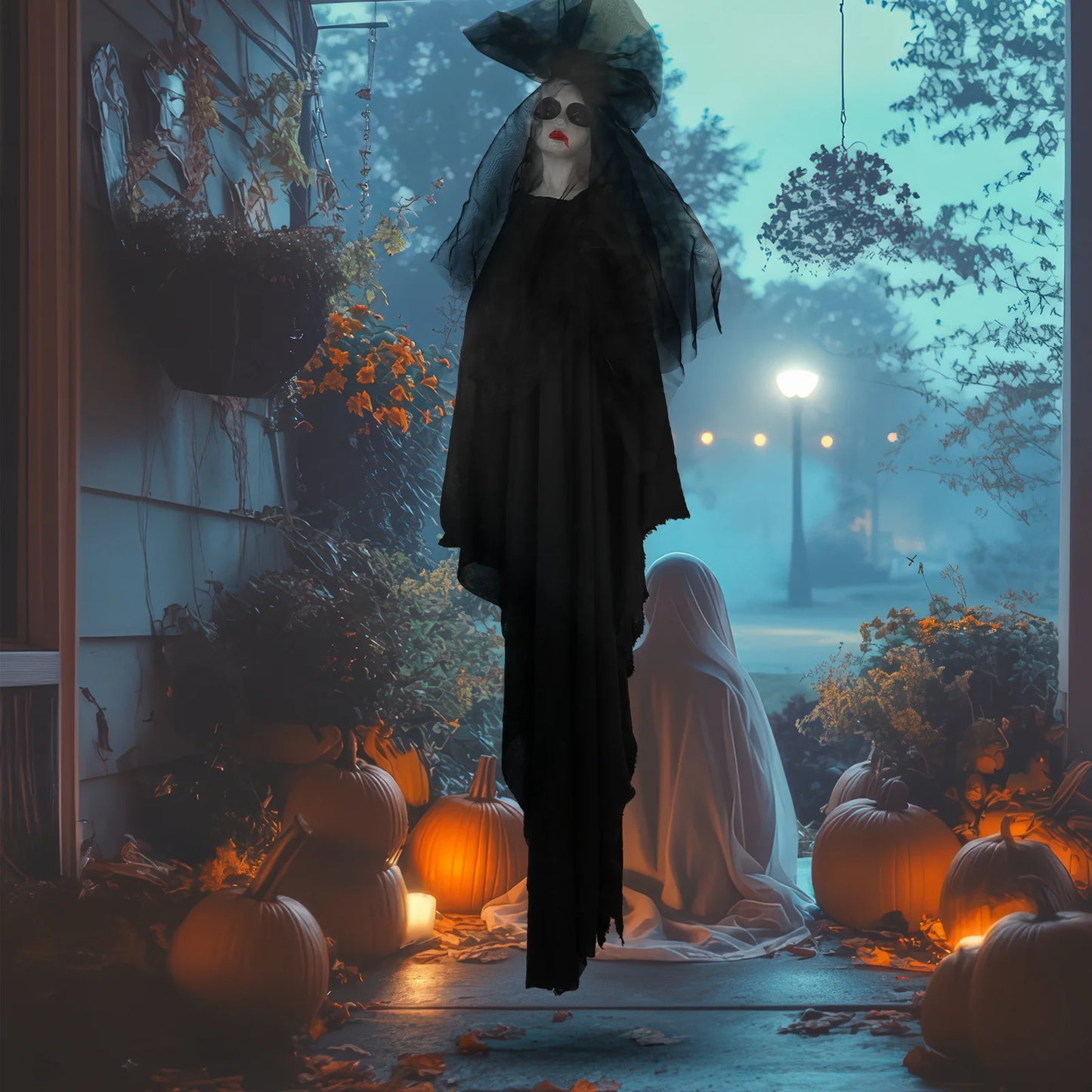 Halloween & Death Day 130cm Halloween Hanging Ghost Bride Decoration and Halloween Skeleton Flying Ghost Decoration for Indoor and Outdoor