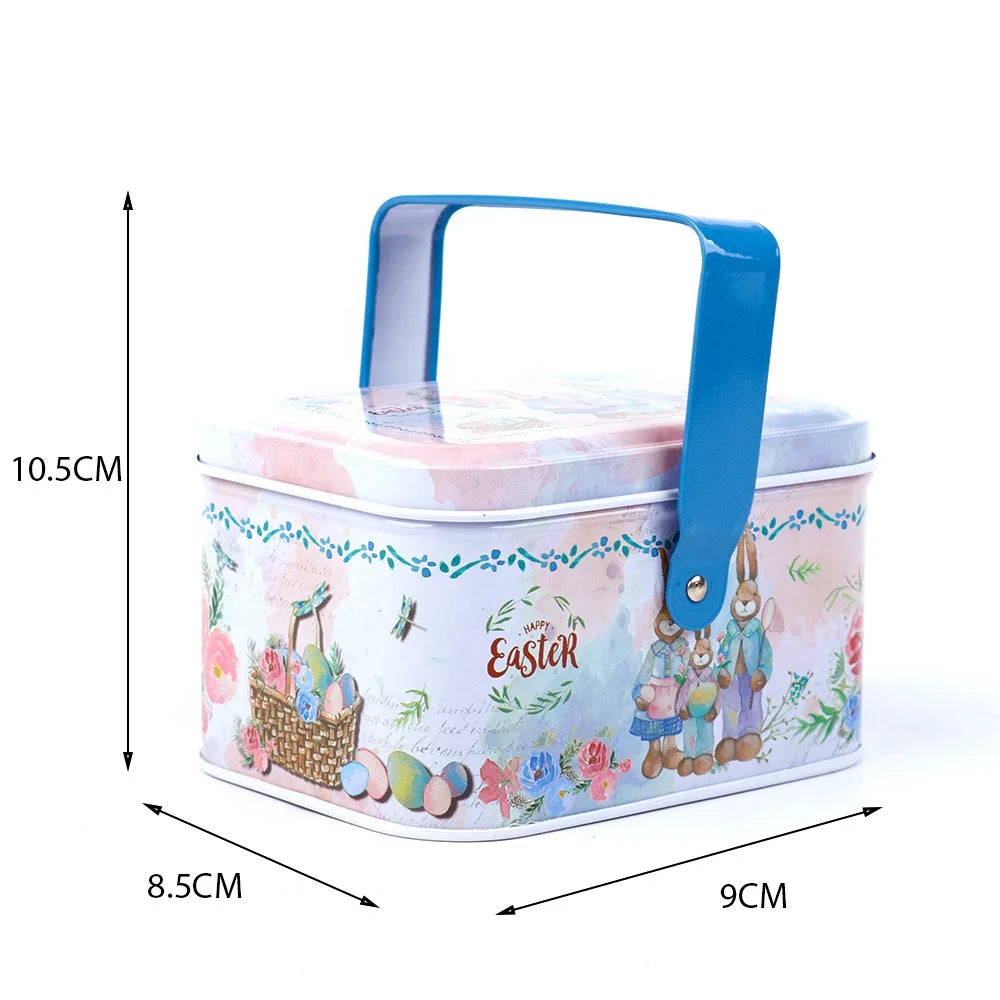 Easter and Thanksgiving 3 Metal Biscuit Box Tin Can Candy Box with Lid Food Biscuit Snacks Easter Bunny Metal Gift Box