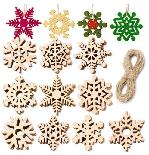 5 cm10pcs custom color creative pendant Christmas party gift children's toys Christmas plywood snowflake jewelry