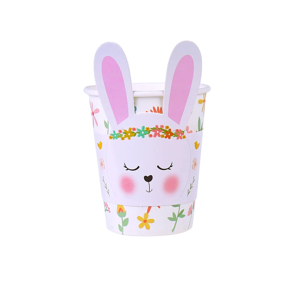Easter and Thanksgiving 3 Egg Paper Plate Rabbit Ear Dessert Plate 9 oz Easter Rabbit Paper Cup Paper Cutlery 12 Guests