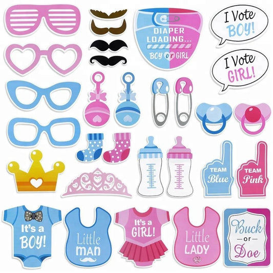 Birthday baby shower decorations boy or girl banner balloon photo props sex reveal party supplies kit