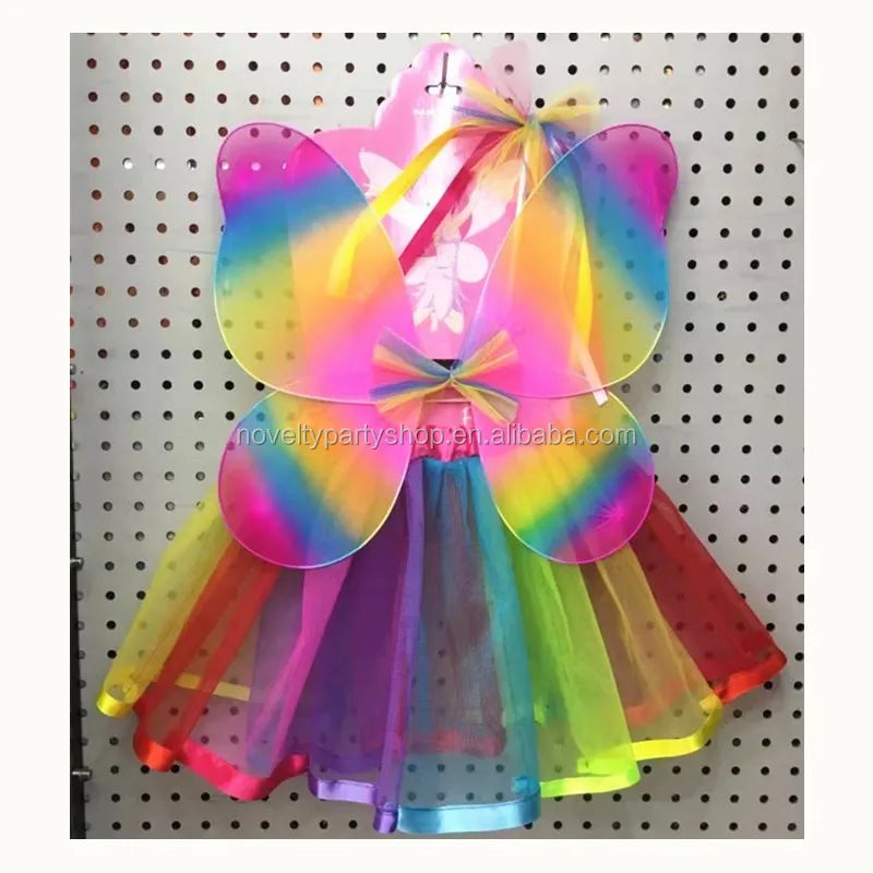 Birthday Party 2 Kids Fairy Tale Wings Costume Set Tutu Dress Wand Butterfly Wings Girls Birthday Party Supplies