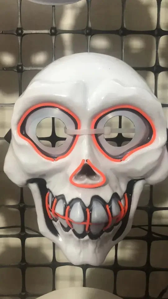 Halloween & Death Day Decoration Ghost Half Face Mask Light Emitting Diode Glow Dark Neon Cosplay Monster Mask Adult Movie Party Decoration