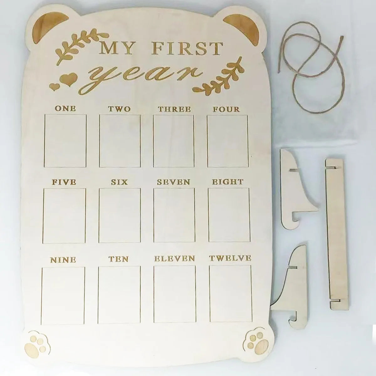 Halloween & Day of the Dead Photo Showcase 12 Months Baby Photo Frame 1st Birthday Nursery Decoration Wooden Board Baby First Year Photo Frame Milestone Board