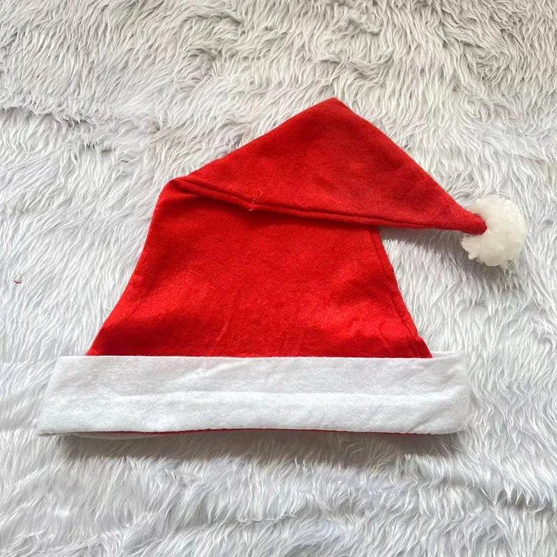 Cheap heat transfer custom logo Santa hat degradable nonwoven hat eco-friendly Christmas hat