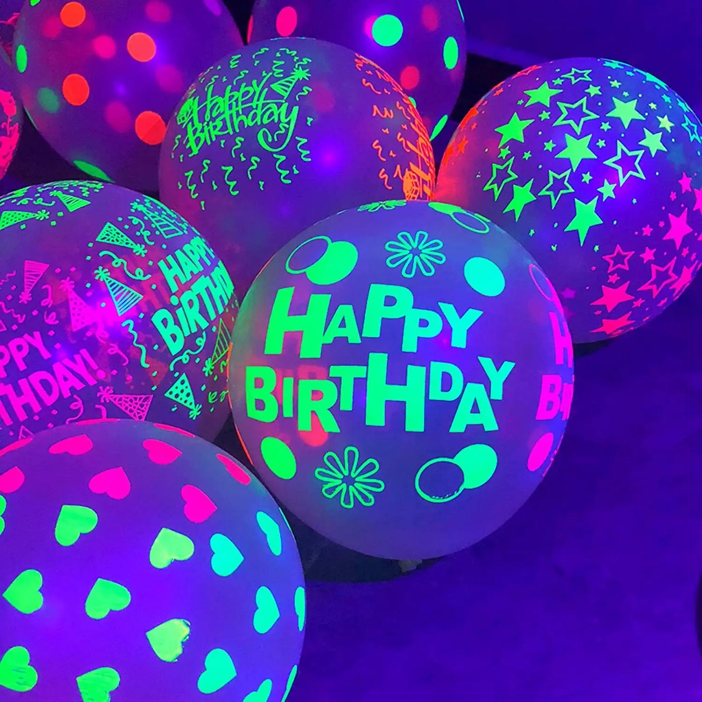 Birthday Party 2-inch UV black light balloon glows in dark neon balloon for wedding birthday bachelorette party decoration