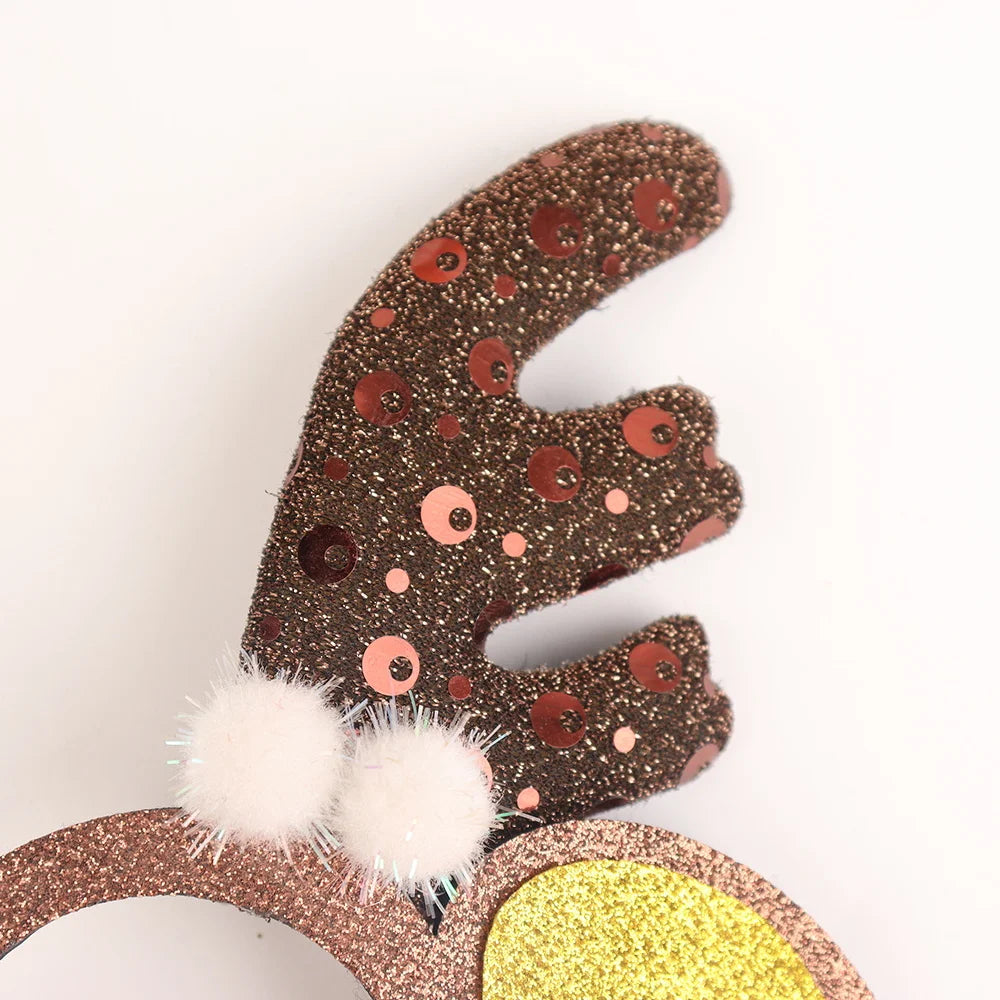 Bsci shinny holiday party photo booth props sequins kim cong pink elk antlers wabi sabi elf hat christmas glasses frame