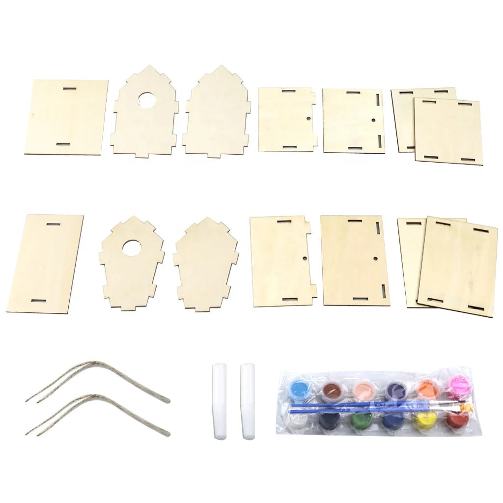 Wooden Crafts DIY Wooden Crafts Garden Decoration Painted Bird House Kit