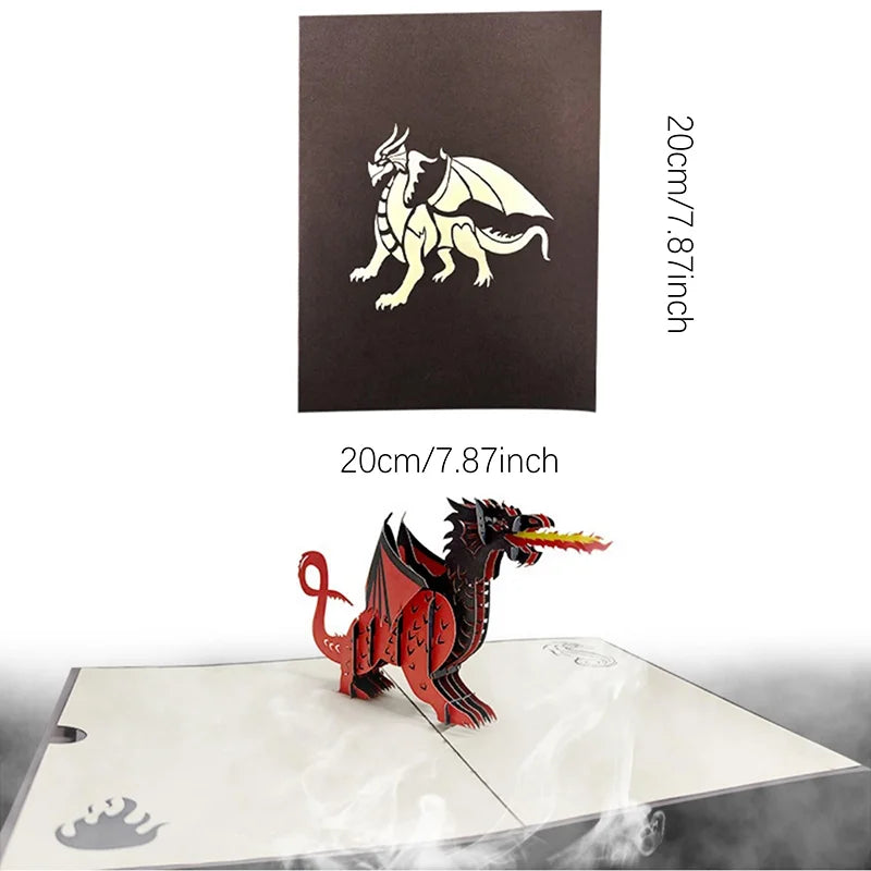 Birthday Party Creative 3D Dragon Paper Sculpture Card Laser Cut Pop-Up Birthday Card