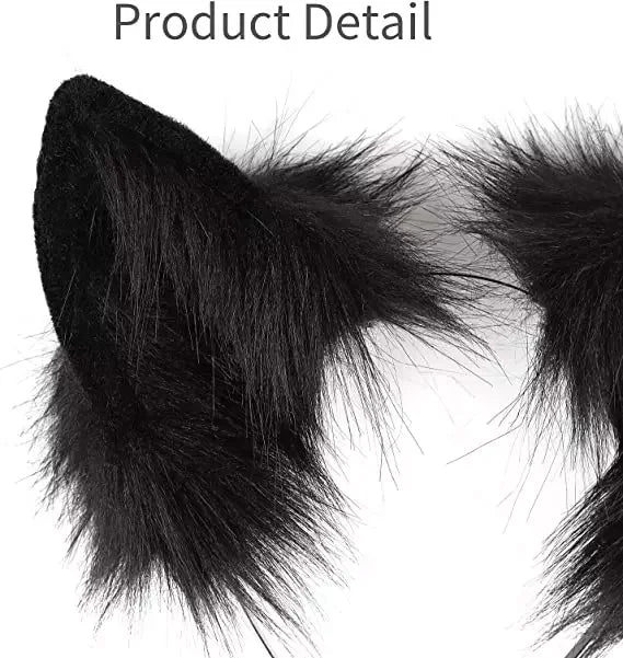 Halloween & Day of the Dead Party Costume Accessories Fox Tail and Clip Ears Halloween Masquerade Black Headband and Tail Decoration