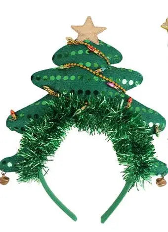 BSCI Custom Design Christmas St. Patrick's Day Party Gift Gold Pentagram Fabric Green Christmas Tree Hairpin