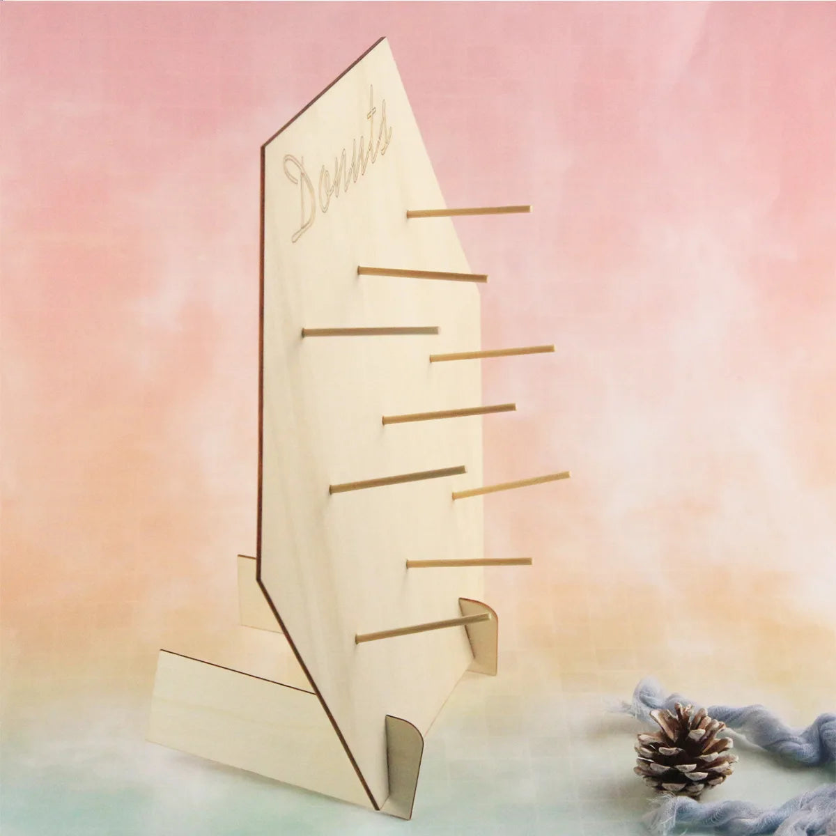 Wooden Crafts, Fashion Hexagonal Wooden Donut Holder Wedding Accessories Birthday Party Home Crafts Wooden Decorations Holder Donut