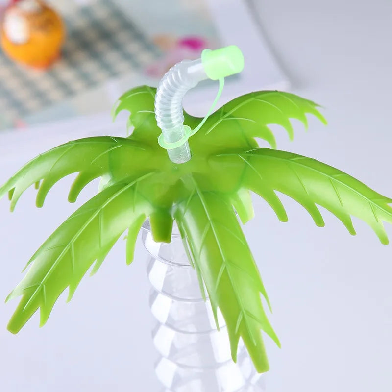 500Ml coconut-shaped water bottle straw disposable plastic cup summer party with lid