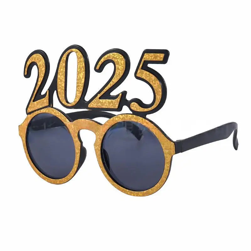 New Year's Eve, New Year's decoration, New Year's glasses electroplating flash new digital shiny glasses funny, the delivery will automatically adjust the latest number of years