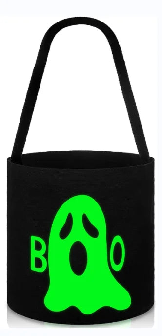 Halloween & Death Day Foldable Kids Fluorescent Party Basket Trick Gift Luminous Black Candy Tote Bag