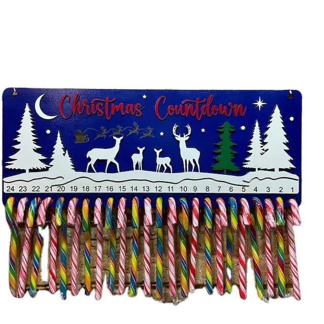 Wooden Crafts, Christmas Ornaments Exquisite Hanging Door Pendant Reindeer Theme Wooden Christmas Countdown