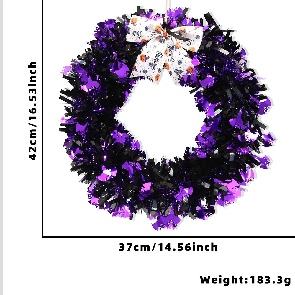 Decoração de Halloween e Dia dos Mortos para Jardim e Pátio, Janela, Anel de Videira, Porta, Cinto de Fome, Laço, Fita, Guirlanda de Lantejoulas, Guirlanda de Halloween