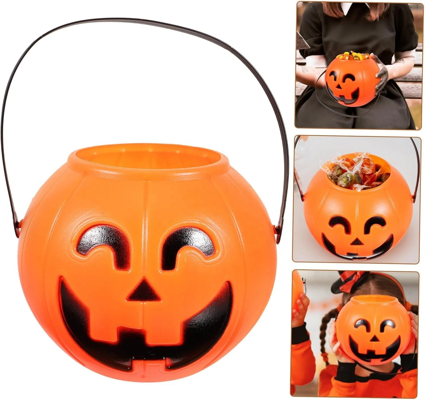 Halloween & Death Day Party Decoration Kids Trick or Treat Portable Plastic Pumpkin Halloween Kids Bucket