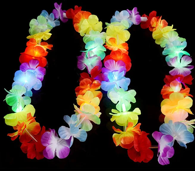 Light Necklace Hawaiian Christmas Light Emitting Diode Light Necklace Hawaiian Flower Thunder Hula Graduation Necklace Flower Les Wreaths