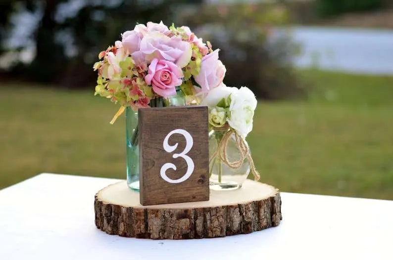 1 Wedding party, wooden table number, country wedding table number, stand-alone wedding ornament, woodland wedding table number