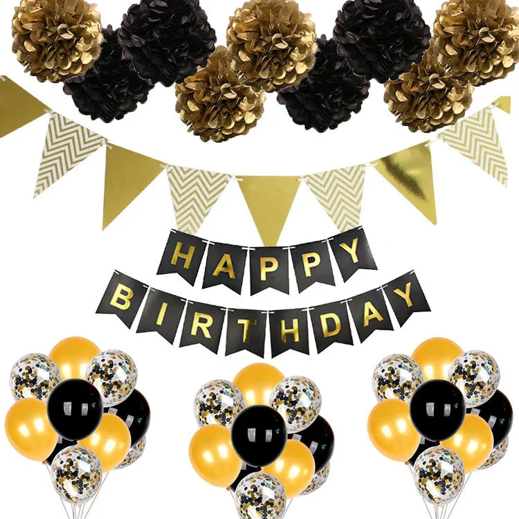 Birthday Party 2 Decorative Supplies Paper Flower Ball Pennant Happy Birthday Party Decorative Set