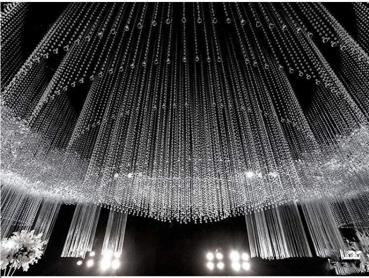 Bachelorette Party January Rice Acrylic Crystal Chandelier Decoration Transparent Crystal Beads Chain Light Garland's Family Party Wedding Decoration