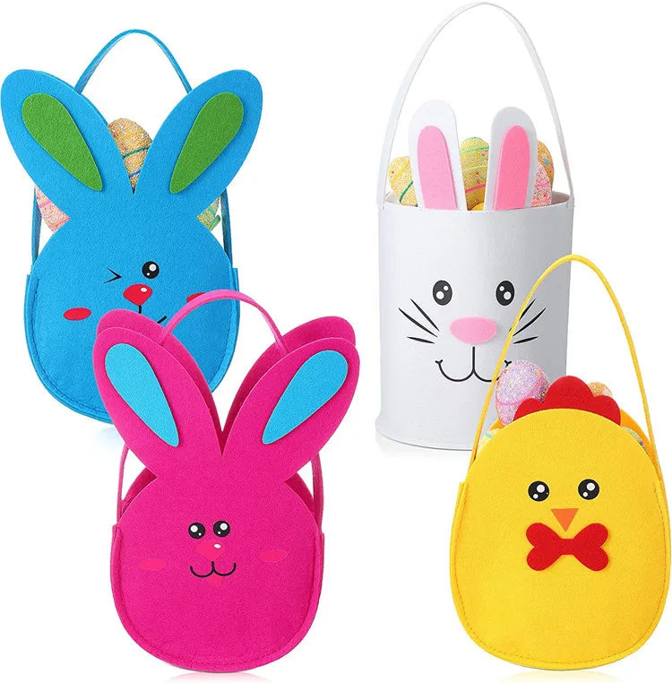 Easter and Thanksgiving 3 Novelties Custom Easter Party Decorative Gifts Storage Children's Easter Bucket with Handle Easter Bunny Tote Bag