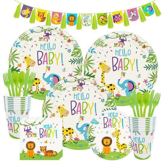 New Jungle Animal Birthday Party Set Children's Birthday Baby Bath Baby Shower Party Decoration
