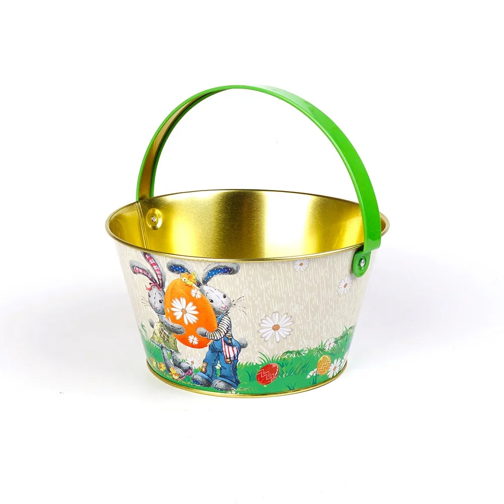 Easter and Thanksgiving 3 Kids Canvas Cotton Carry Gifts and Egg Hunting Bag Fluffy Tail Printed Rabbit Canvas Toys Easter Bunny Bucket