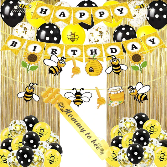 Birthday Party 2 Birthday Baby Shower Sex Reveal Party Honey Theme Supplies Golden Rain Curtain Bee Wreath Balloon Bee Day Birthday Party Kit
