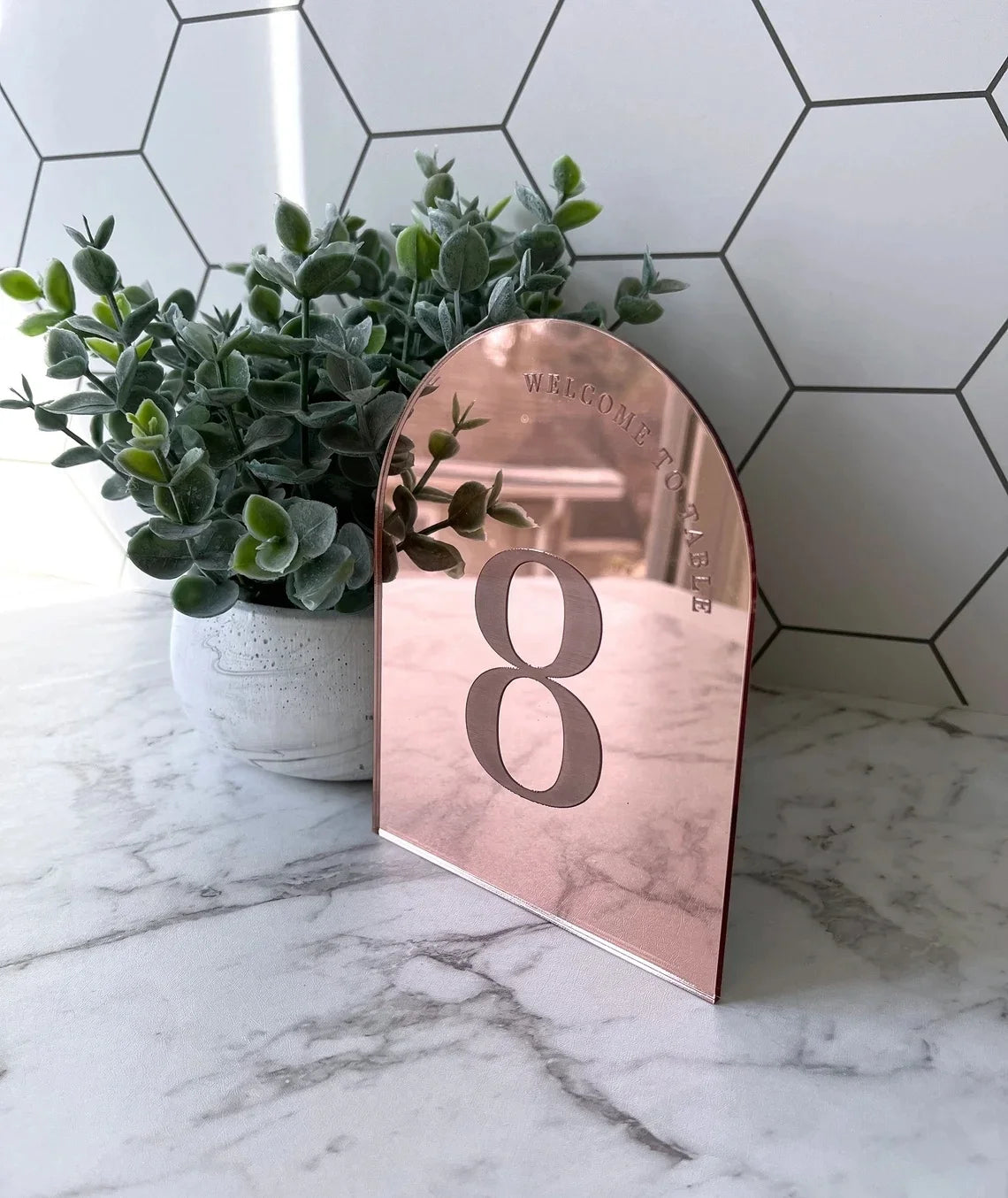 1 Wedding party rose gold wedding table number simple table number personalized metal custom table number